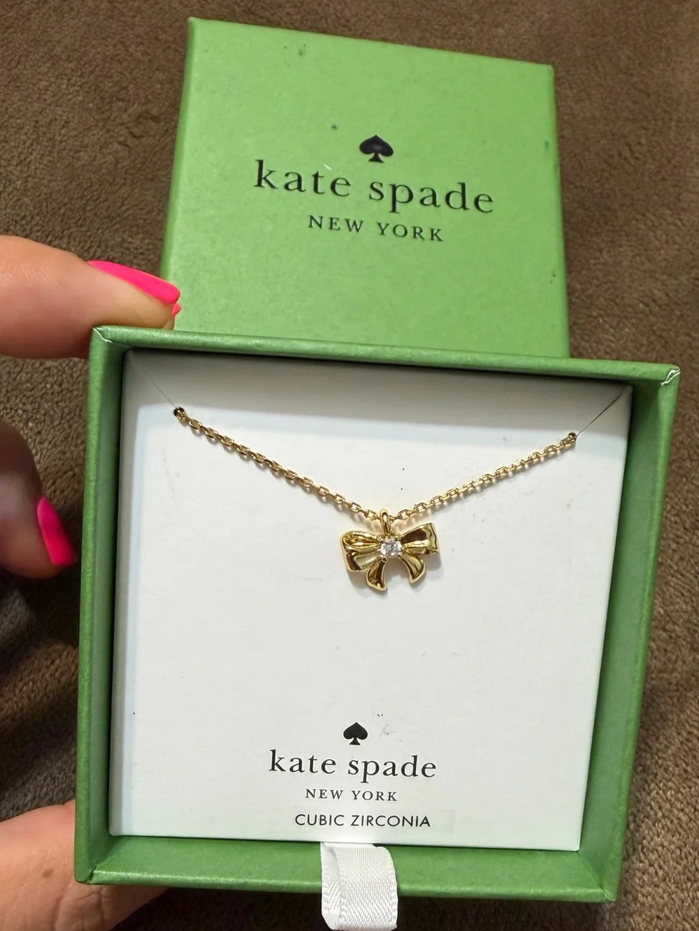 Kate Spade Gold Bow Cubic Zirconia Necklace